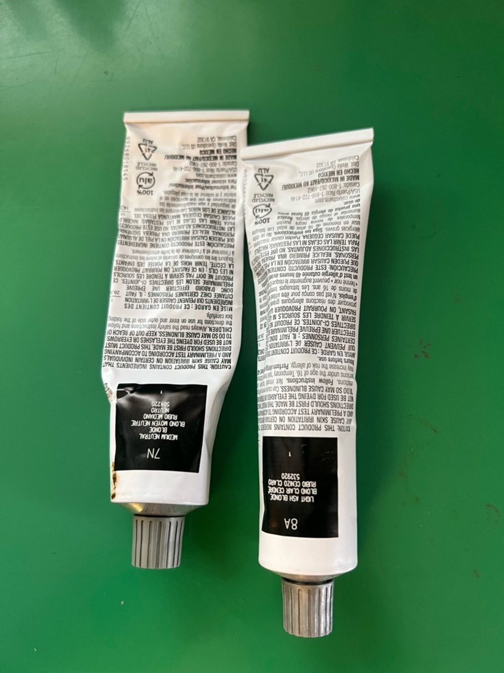 Black Label Hair Color Tubes - 8A(1.5 oz left) & 7N(.5 oz left) wella charm perm